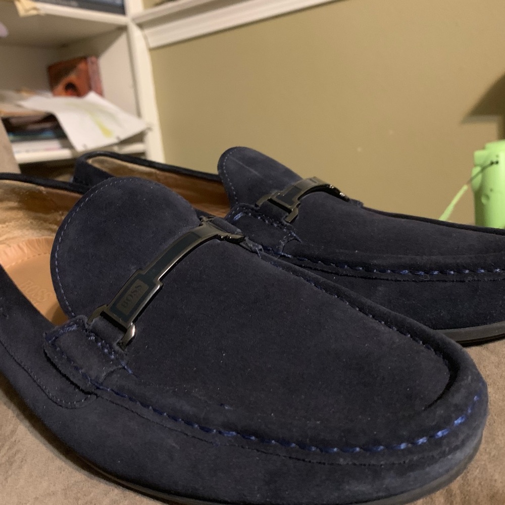 Men’s Hugo Boss Navy Blue Suede Driving Loafers